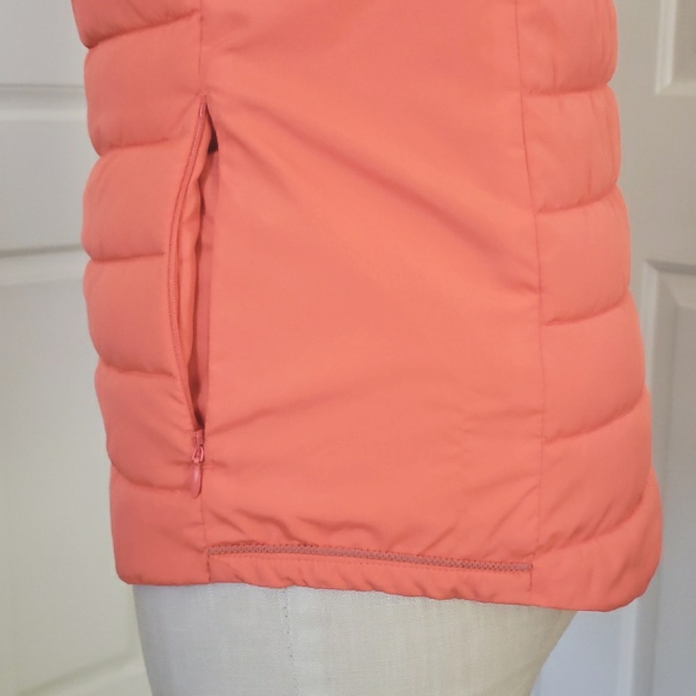 TANGERINE Orange Coral Quilted Puffer Vest SIZE SMALL Reflective Technical Warm - Picture 11 of 13